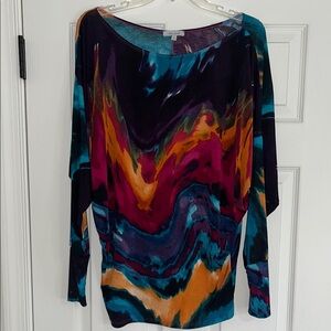 NWOT White Birch Purple and Orange Long Sleeve Tee